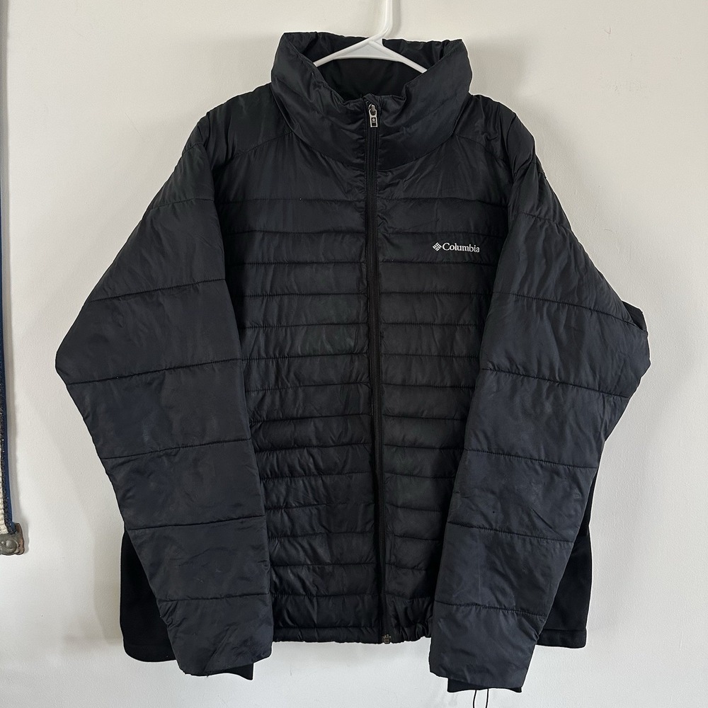 Womens 3X Columbia Winter Parka Puffer Coat Jacket‎ Black Poly Lined Zip Pockets